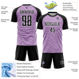 Custom Light Purple Black-White Wavy Lines Sports Sublimation Soccer Uniform Jersey