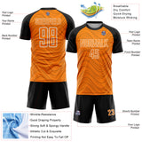 Custom Bay Orange Black-White Wavy Lines Sports Sublimation Soccer Uniform Jersey