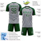 Custom Gray Green-White Wavy Lines Sports Sublimation Soccer Uniform Jersey