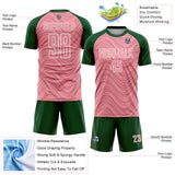 Custom Medium Pink Green-White Wavy Lines Sports Sublimation Soccer Uniform Jersey