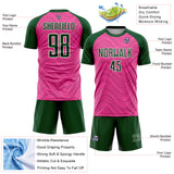 Custom Pink Green-White Wavy Lines Sports Sublimation Soccer Uniform Jersey
