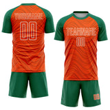 Custom Orange Kelly Green-White Wavy Lines Sports Sublimation Soccer Uniform Jersey