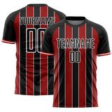 Custom Black Red-White Pinstripe Line Sports Sublimation Soccer Uniform Jersey
