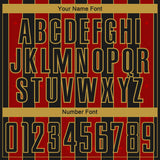 Custom Black Red-Old Gold Pinstripe Line Sports Sublimation Soccer Uniform Jersey