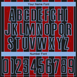 Custom Black Red-Light Blue Pinstripe Line Sports Sublimation Soccer Uniform Jersey