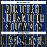 Custom Black Royal-White Pinstripe Line Sports Sublimation Soccer Uniform Jersey