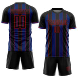 Custom Black Royal-Red Pinstripe Line Sports Sublimation Soccer Uniform Jersey