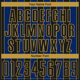 Custom Black Royal-Old Gold Pinstripe Line Sports Sublimation Soccer Uniform Jersey