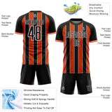 Custom Black Orange-White Pinstripe Line Sports Sublimation Soccer Uniform Jersey