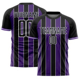 Custom Black Purple-White Pinstripe Line Sports Sublimation Soccer Uniform Jersey