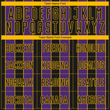 Custom Black Purple-Gold Pinstripe Line Sports Sublimation Soccer Uniform Jersey