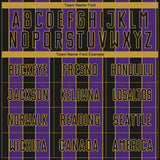 Custom Black Purple-Old Gold Pinstripe Line Sports Sublimation Soccer Uniform Jersey