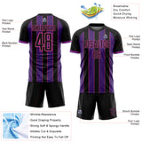 Custom Black Purple-Pink Pinstripe Line Sports Sublimation Soccer Uniform Jersey