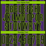 Custom Black Purple-Neon Green Pinstripe Line Sports Sublimation Soccer Uniform Jersey