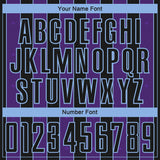 Custom Black Purple-Light Blue Pinstripe Line Sports Sublimation Soccer Uniform Jersey