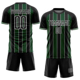 Custom Black Green-White Pinstripe Line Sports Sublimation Soccer Uniform Jersey