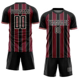 Custom Black Crimson-Cream Pinstripe Line Sports Sublimation Soccer Uniform Jersey