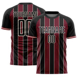 Custom Black Crimson-Cream Pinstripe Line Sports Sublimation Soccer Uniform Jersey