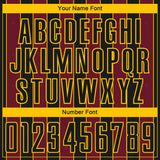 Custom Black Crimson-Gold Pinstripe Line Sports Sublimation Soccer Uniform Jersey