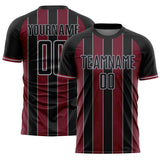 Custom Black Crimson-Gray Pinstripe Line Sports Sublimation Soccer Uniform Jersey