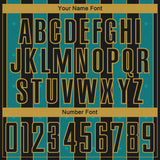 Custom Black Teal-Old Gold Pinstripe Line Sports Sublimation Soccer Uniform Jersey