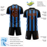 Custom Black Powder Blue-Orange Pinstripe Line Sports Sublimation Soccer Uniform Jersey