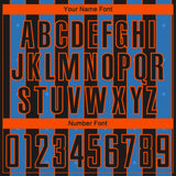 Custom Black Powder Blue-Orange Pinstripe Line Sports Sublimation Soccer Uniform Jersey