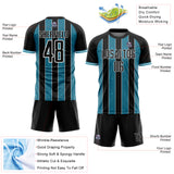 Custom Black Panther Blue-White Pinstripe Line Sports Sublimation Soccer Uniform Jersey
