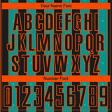 Custom Black Aqua-Orange Pinstripe Line Sports Sublimation Soccer Uniform Jersey