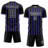 Custom Black Dark Purple-White Pinstripe Line Sports Sublimation Soccer Uniform Jersey