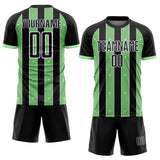 Custom Black Pea Green-White Pinstripe Line Sports Sublimation Soccer Uniform Jersey