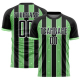Custom Black Pea Green-White Pinstripe Line Sports Sublimation Soccer Uniform Jersey