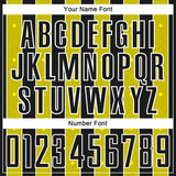 Custom Black Light Yellow-White Pinstripe Line Sports Sublimation Soccer Uniform Jersey