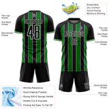 Custom Black Grass Green-White Pinstripe Line Sports Sublimation Soccer Uniform Jersey