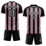 Custom Black Light Pink-White Pinstripe Line Sports Sublimation Soccer Uniform Jersey
