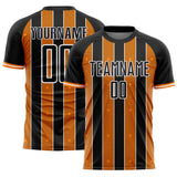 Custom Black Bay Orange-White Pinstripe Line Sports Sublimation Soccer Uniform Jersey