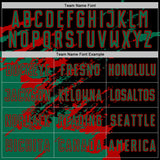 Custom Black Kelly Green-Red Abstract Fragment Art Splash Sports Sublimation Soccer Uniform Jersey