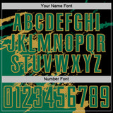 Custom Black Kelly Green-Old Gold Abstract Fragment Art Splash Sports Sublimation Soccer Uniform Jersey