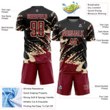 Custom Black Crimson-Cream Abstract Fragment Art Splash Sports Sublimation Soccer Uniform Jersey