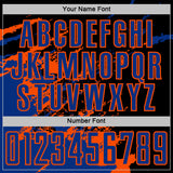 Custom Black Royal-Orange Abstract Fragment Art Splash Sports Sublimation Soccer Uniform Jersey
