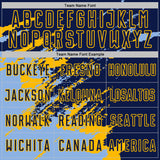 Custom Navy Light Blue-Gold Abstract Fragment Art Splash Sports Sublimation Soccer Uniform Jersey