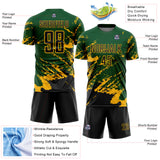 Custom Green Black-Gold Abstract Fragment Art Splash Sports Sublimation Soccer Uniform Jersey
