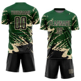 Custom Green Black-Cream Abstract Fragment Art Splash Sports Sublimation Soccer Uniform Jersey