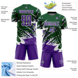 Custom Green Purple-White Abstract Fragment Art Splash Sports Sublimation Soccer Uniform Jersey