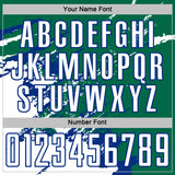 Custom Kelly Green White-Royal Abstract Fragment Art Splash Sports Sublimation Soccer Uniform Jersey