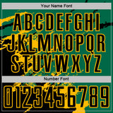 Custom Kelly Green Black-Gold Abstract Fragment Art Splash Sports Sublimation Soccer Uniform Jersey