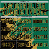 Custom Kelly Green Black-Old Gold Abstract Fragment Art Splash Sports Sublimation Soccer Uniform Jersey