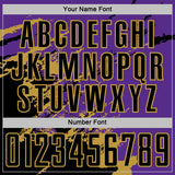 Custom Purple Black-Old Gold Abstract Fragment Art Splash Sports Sublimation Soccer Uniform Jersey