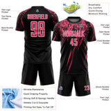 Custom Black Neon Pink-White Splash Sports Sublimation Soccer Uniform Jersey