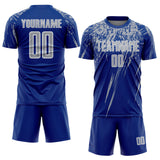 Custom Royal Gray-White Splash Sports Sublimation Soccer Uniform Jersey